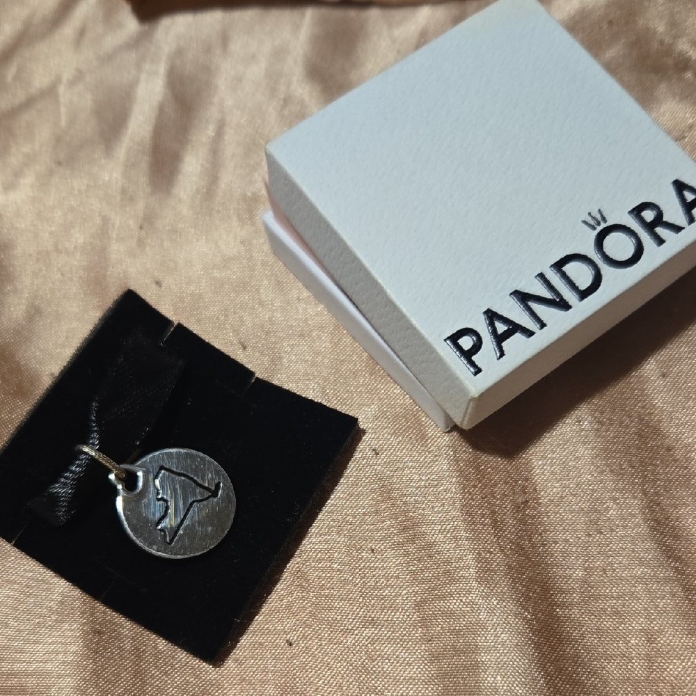 Pandora Silver Round Charm with Engraved Design